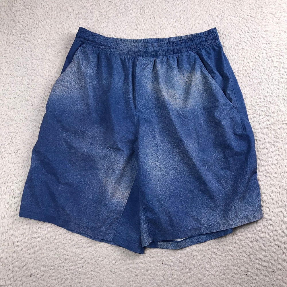 Lululemon Pace Breaker Shorts Men L Blue Acid Wash 9" Athletic Running Training